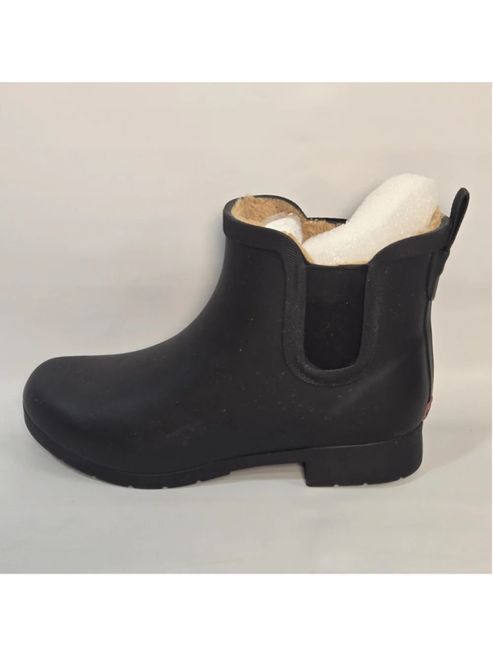 Chooka Delridge Chelsea Rain Boots Black Faux Fur Waterproof Womens 8 Rubber